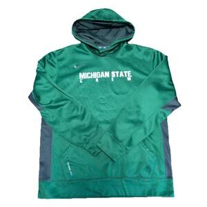 Nike Michigan State Therma Fit Hoodie Mens Sz Large Green Sweatshirt Embroidered